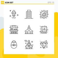 Collection of 9 Universal Line Icons. Icon Set for Web and Mobile. vector