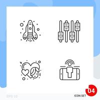 Modern Pack of 4 Icons. Line Outline Symbols isolated on White Backgound for Website designing vector