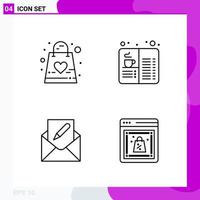 Line Icon set. Pack of 4 Outline Icons isolated on White Background for Web Print and Mobile. vector