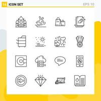 colección de 16 iconos de líneas universales. conjunto de iconos para web y móvil. vector