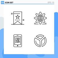 Modern 4 Line style icons. Outline Symbols for general use. Creative Line Icon Sign Isolated on White Background. 4 Icons Pack. vector