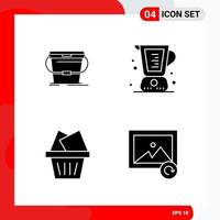 Creative Set of 4 Universal Glyph Icons isolated on White Background vector