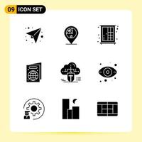 9 Creative Icons for Modern website design and responsive mobile apps. 9 Glyph Symbols Signs on White Background. 9 Icon Pack. vector