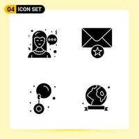 4 Creative Icons for Modern website design and responsive mobile apps. 4 Glyph Symbols Signs on White Background. 4 Icon Pack. vector