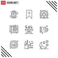 conjunto perfecto de píxeles de iconos de 9 líneas. conjunto de iconos de esquema para el diseño de sitios web y la interfaz de aplicaciones móviles. vector