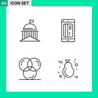 paquete de conjunto de iconos de estilo de 4 líneas. símbolos de contorno para imprimir. signos creativos aislados sobre fondo blanco. 4 conjunto de iconos. vector