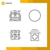 4 Icon Set. Line Style Icon Pack. Outline Symbols isolated on White Backgound for Responsive Website Designing. vector