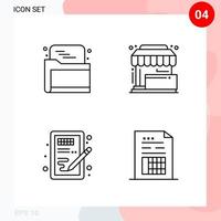 Vector Pack of 4 Icons in Line Style. Creative Outline Pack isolated on White Background for Web and Mobile.