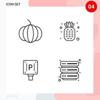 Vector Pack of 4 Icons in Line Style. Creative Outline Pack isolated on White Background for Web and Mobile.
