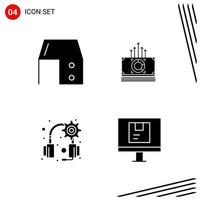 Collection of 4 Vector Icons in solid style. Pixle Perfect Glyph Symbols for Web and Mobile. Solid Icon Signs on White Background. 4 Icons.