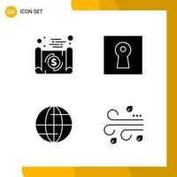 4 Icon Set. Solid Style Icon Pack. Glyph Symbols isolated on White Backgound for Responsive Website Designing. vector