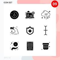 Vector Pack of 9 Icons in Solid Style. Creative Glyph Pack isolated on White Background for Web and Mobile.