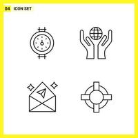 4 Icon Set. Simple Line Symbols. Outline Sign on White Background for Website Design Mobile Applications and Print Media. vector