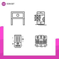 conjunto de iconos de contorno. paquete de 4 iconos de línea aislados en fondo blanco para aplicaciones móviles y de impresión de diseño de sitios web receptivos. vector