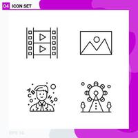 Line Icon set. Pack of 4 Outline Icons isolated on White Background for Web Print and Mobile. vector