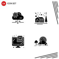 Collection of 4 Vector Icons in solid style. Pixle Perfect Glyph Symbols for Web and Mobile. Solid Icon Signs on White Background. 4 Icons.