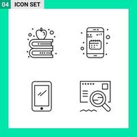 Pack of 4 Line Style Icon Set. Outline Symbols for print. Creative Signs Isolated on White Background. 4 Icon Set. vector