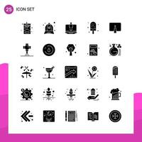 Glyph Icon set. Pack of 25 Solid Icons isolated on White Background for responsive Website Design Print and Mobile Applications. vector