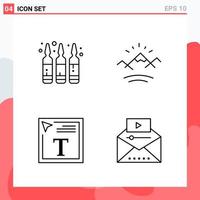 Collection of 4 Vector Icons in Line style. Modern Outline Symbols for Web and Mobile. Line Icon Sign Isolated on White Background. 4 Icons.