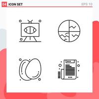 Collection of 4 Vector Icons in Line style. Modern Outline Symbols for Web and Mobile. Line Icon Sign Isolated on White Background. 4 Icons.