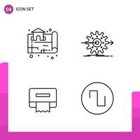 Outline Icon set. Pack of 4 Line Icons isolated on White Background for responsive Website Design Print and Mobile Applications. vector