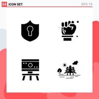 Collection of 4 Vector Icons in solid style. Modern Glyph Symbols for Web and Mobile. Solid Icon Sign Isolated on White Background. 4 Icons.