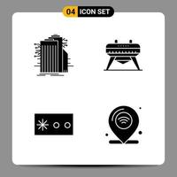 4 Black Icon Pack Glyph Symbols Signs for Responsive designs on white background. 4 Icons Set. vector