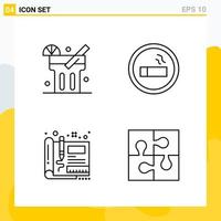 Collection of 4 Universal Line Icons. Icon Set for Web and Mobile. vector