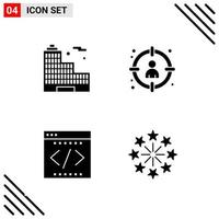 Pixle Perfect Set of 4 Solid Icons. Glyph Icon Set for Webite Designing and Mobile Applications Interface. vector