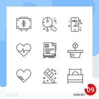 Modern Pack of 9 Icons. Line Outline Symbols isolated on White Backgound for Website designing vector