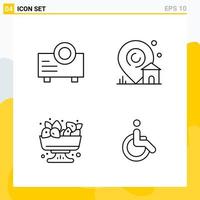 Collection of 4 Universal Line Icons. Icon Set for Web and Mobile. vector