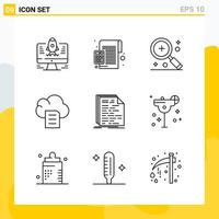 Collection of 9 Universal Line Icons. Icon Set for Web and Mobile. vector