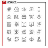 25 General Icons for website design print and mobile apps. 25 Outline Symbols Signs Isolated on White Background. 25 Icon Pack. vector