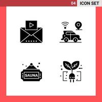 4 Icon Pack Solid Style Glyph Symbols on White Background. Simple Signs for general designing. vector