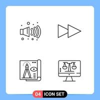 4 Line Black Icon Pack Outline Symbols for Mobile Apps isolated on white background. 4 Icons Set. vector