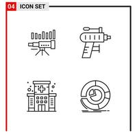 4 General Icons for website design print and mobile apps. 4 Outline Symbols Signs Isolated on White Background. 4 Icon Pack. vector