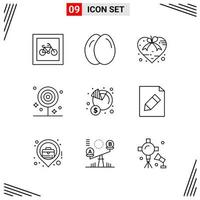 9 Icons Line Style. Grid Based Creative Outline Symbols for Website Design. Simple Line Icon Signs Isolated on White Background. 9 Icon Set. vector