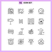 16 Icons in Line Style. Outline Symbols on White Background. Creative Vector Signs for Web mobile and Print.