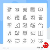 Modern Pack of 25 Icons. Line Outline Symbols isolated on White Backgound for Website designing vector