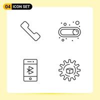 4 Creative Icons for Modern website design and responsive mobile apps. 4 Outline Symbols Signs on White Background. 4 Icon Pack. vector