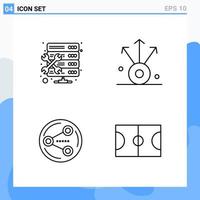 iconos de estilo moderno de 4 líneas. símbolos de contorno para uso general. signo de icono de línea creativa aislado sobre fondo blanco. Paquete de 4 iconos. vector