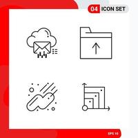 Creative Set of 4 Universal Outline Icons isolated on White Background. vector