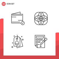 Pack of 4 Universal Outline Icons for Print Media on White Background. vector