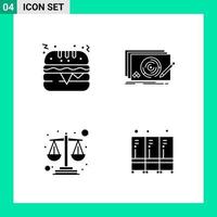 Pack of 4 Solid Style Icon Set. Glyph Symbols for print. Creative Signs Isolated on White Background. 4 Icon Set. vector