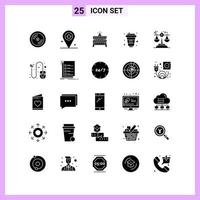 25 Icons in Solid Style. Glyph Symbols on White Background. Creative Vector Signs for Web mobile and Print.