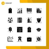 16 Icon Set. Solid Style Icon Pack. Glyph Symbols isolated on White Backgound for Responsive Website Designing. vector