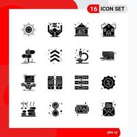 Creative Set of 16 Universal Glyph Icons isolated on White Background vector