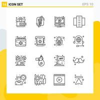 colección de 16 iconos de líneas universales. conjunto de iconos para web y móvil. vector