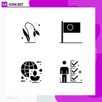 conjunto de iconos sólidos. paquete de 4 iconos de glifos aislados en fondo blanco para impresión web y móvil. vector