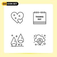 4 Creative Icons for Modern website design and responsive mobile apps. 4 Outline Symbols Signs on White Background. 4 Icon Pack. vector